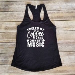 Fueled by Coffee and Country Music - black tank